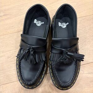 Dr. Martens Black Leather Tassel Platform Loafers